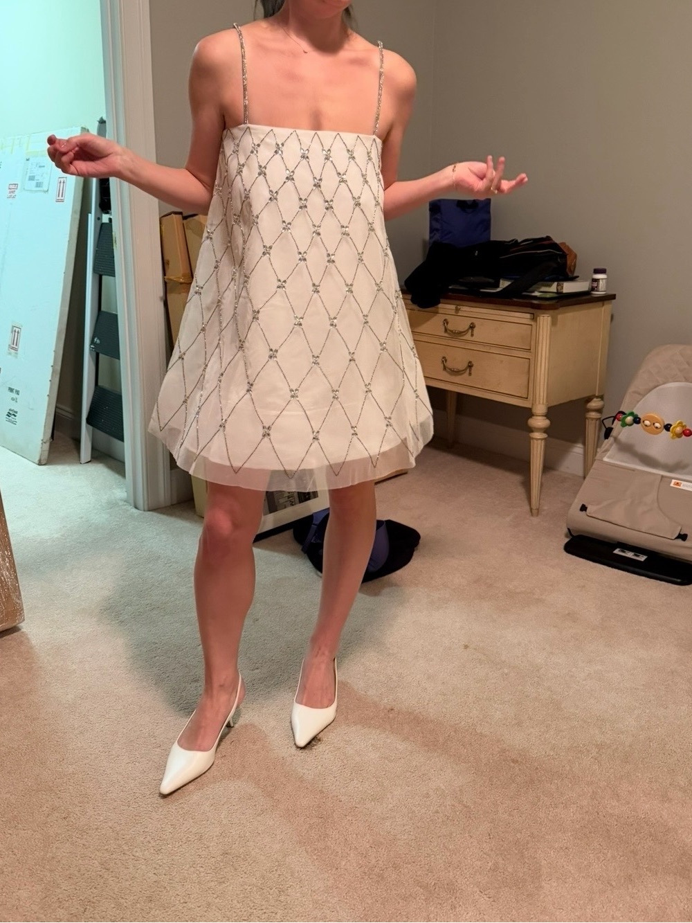 BHLDN Sparkly Strap Mini Dress